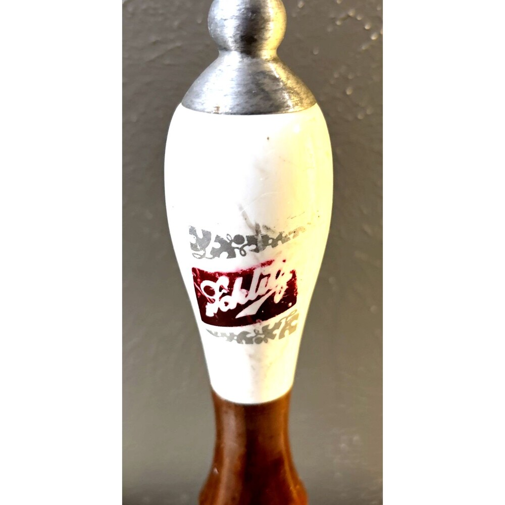 Vintage Schlitz Beer Tap Handle White Ceramic Wood 11 in Long - Picture 3 of 4